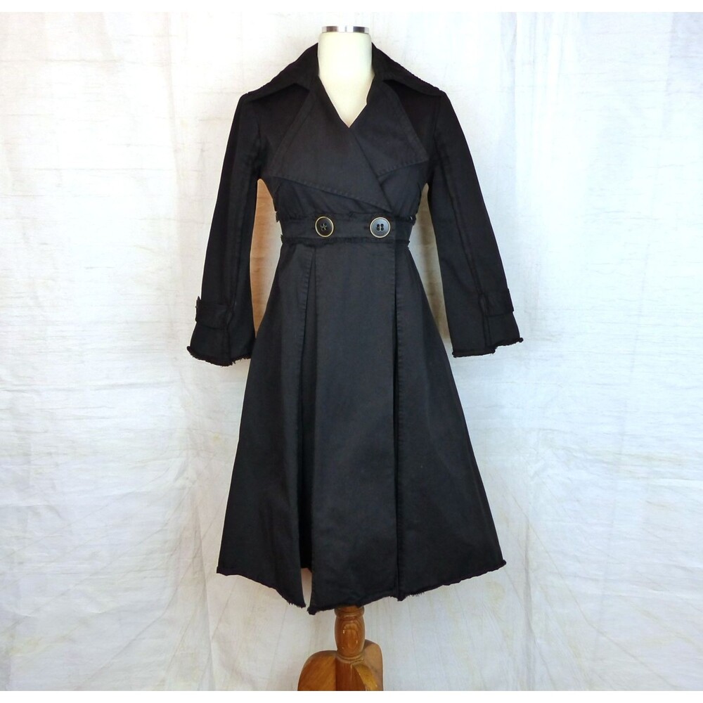 Earth & Sky Coat Womens 4 Black Double Breasted Pleated Gothic Vamp Y2K USA